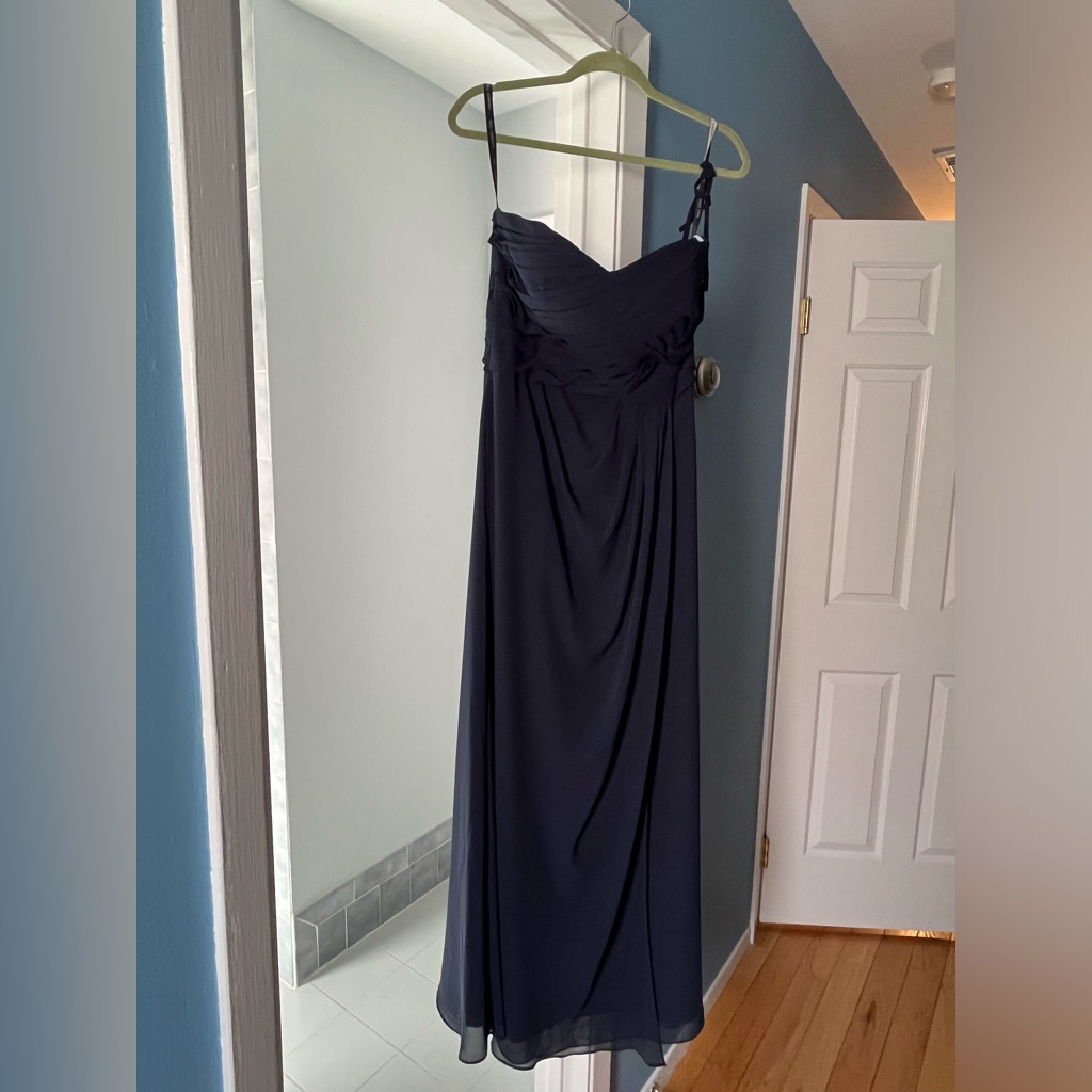Worn Once Bill Levkoff 1125 Strapless Navy Bridesmaids Dress Size 12
